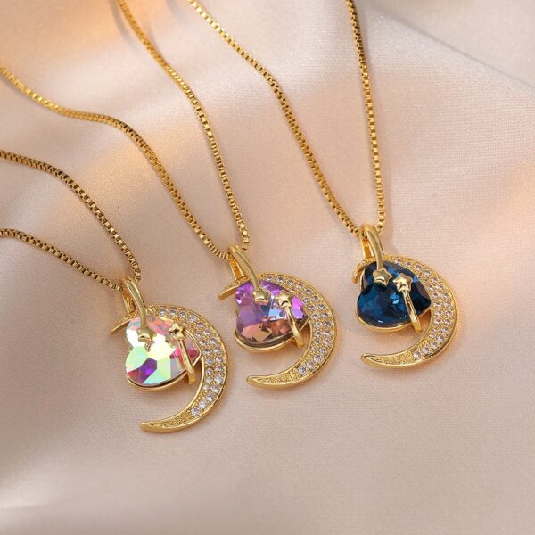 Titanium Steel Color Retaining Star And Moon With Stylish Pendant Necklace - Image 4