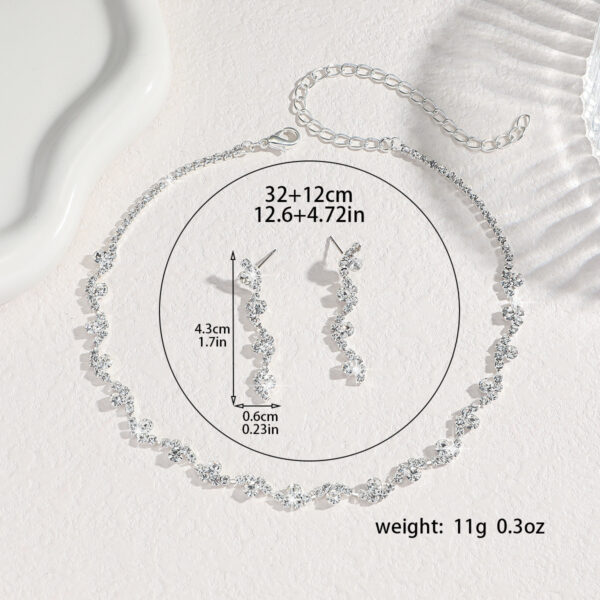 Fashion Elegant Rhinestone Ear Stud Necklace Women's Suit - Image 2