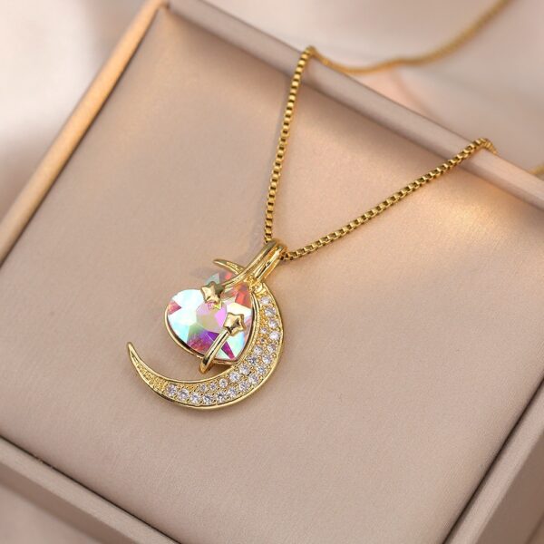 Titanium Steel Color Retaining Star And Moon With Stylish Pendant Necklace - Image 5