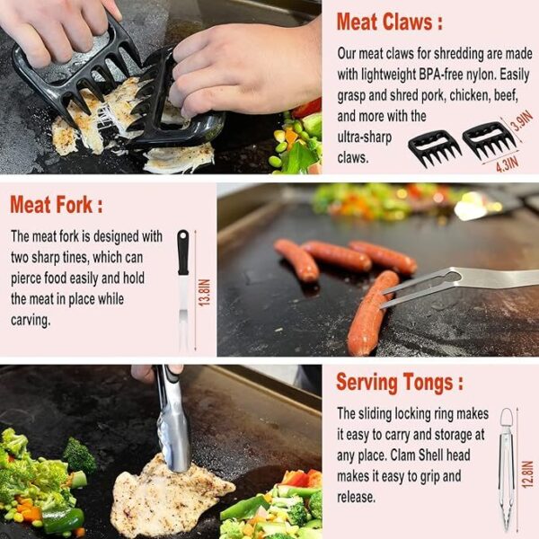 37PC Flat Top Grill Accessories Set - Must Have For Your Outdoor With Professional Griddle Spatula, Cleaning Kit, Grill Basting Cover - Ideal Griddle Gift For Men Women - Image 2